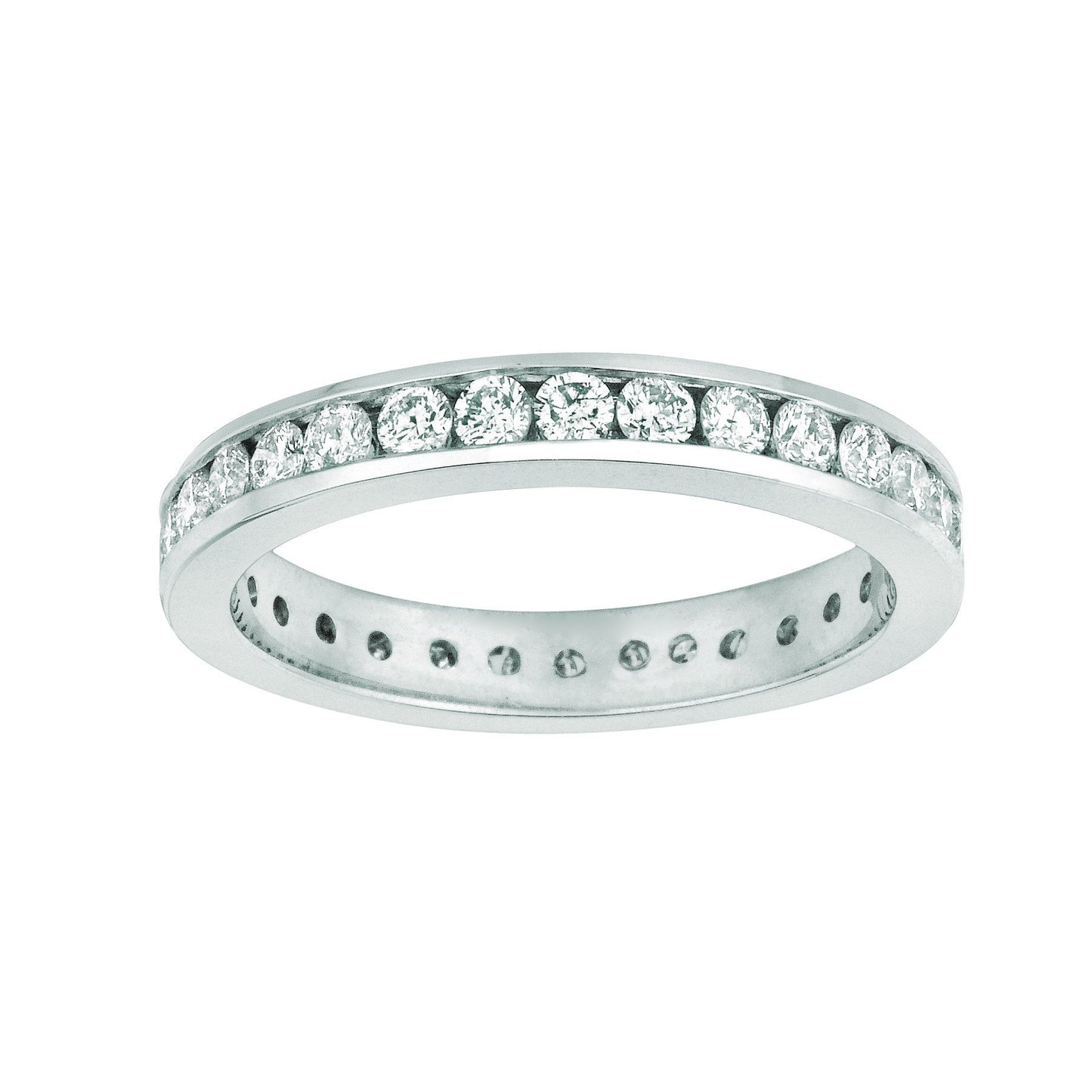 Channel Set Diamond Eternity Band 3 Carats 14K White Band