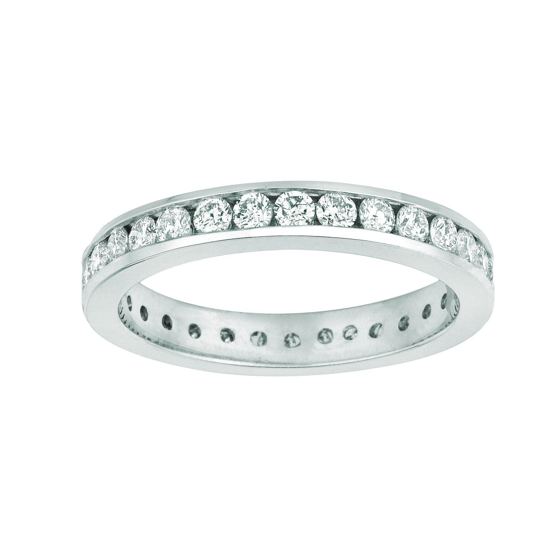Channel Set Diamond Eternity Band 3 Carats 14K White Band