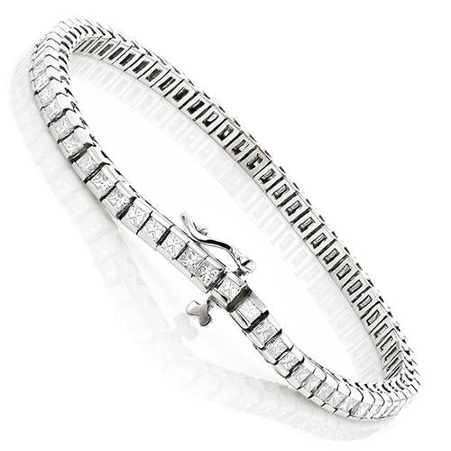 Channel Set Tennis Bracelet 7.00 Carats Diamonds White Gold 14K New Tennis Bracelet