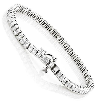 Channel Set Tennis Bracelet 7.00 Carats Diamonds White Gold 14K New Tennis Bracelet