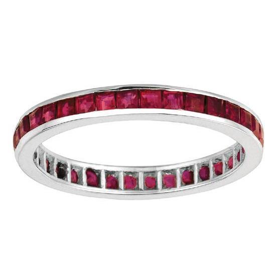 Channel Setting 1.19 Carat Princess Cut Eternity Ruby Ring Band Gold 14K New Gemstone Ring