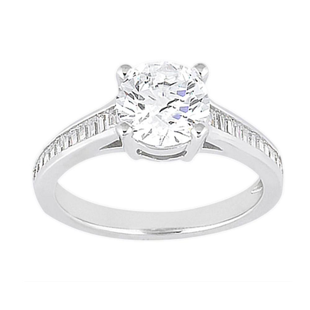Channel Setting Baguette Sparkling Unique Lady’s Solitaire White Gold Diamond Ring 