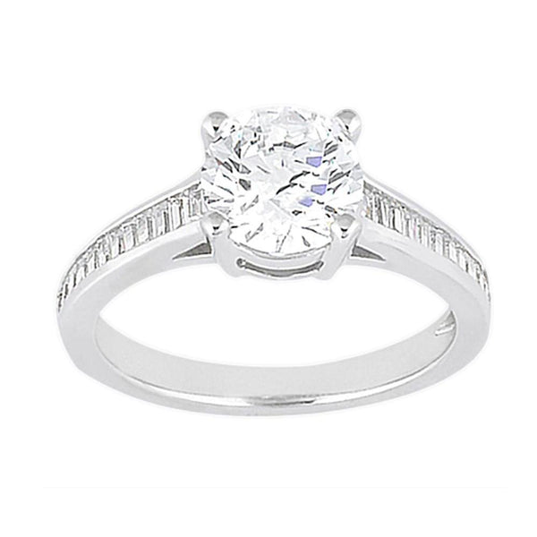 Channel Setting Baguette Sparkling Unique Lady’s Solitaire White Gold Diamond Ring 