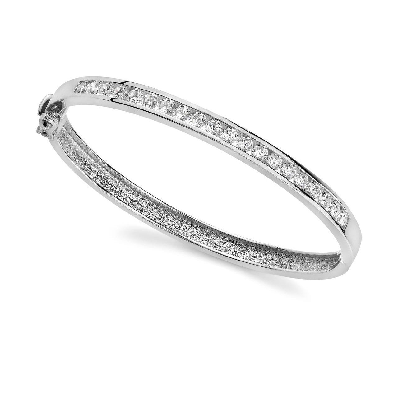 Channel Setting Round Diamonds Ladies Bangle White Gold 5 Ct Bangle