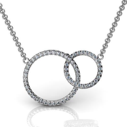 Circle Pendant Necklace 5 Carats Round Cut Diamonds White Gold 14K Pendant