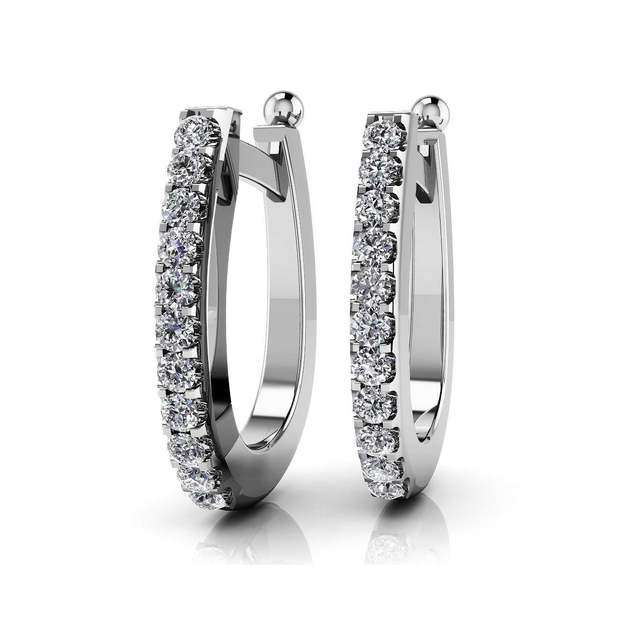 Classic 2.20 Ct Round Cut Diamonds Women Hoop Earrings White Gold 14K Hoop Earrings