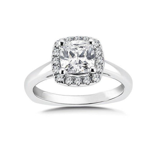 Cushion And Round 2.40 Carats Diamonds Engagement Ring Halo White Gold 14K Halo Ring