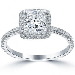 Cushion And Round Cut 3.80 Carats Diamond Halo Wedding Ring