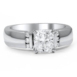Cushion & Round Cut 2.80 Carats Diamond Accented Ring White Gold 14K