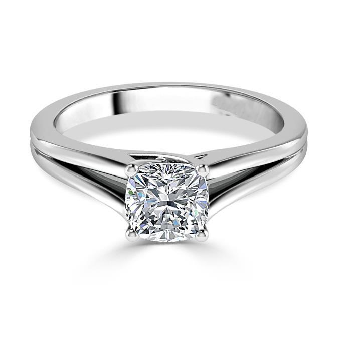 Fancy Cushion Cut Diamond Engagement Ring White Gold Solitaire Ring