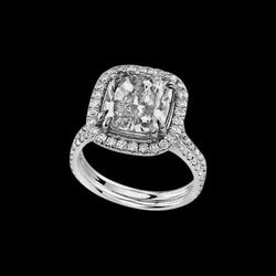 Natural  Cushion Cut Diamond Women New White Gold 3.40 Ct. Ring With Accents