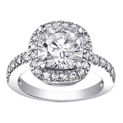 Natural  Cushion Cut Halo Diamond Engagement Ring 2 Ct. White Gold 14K