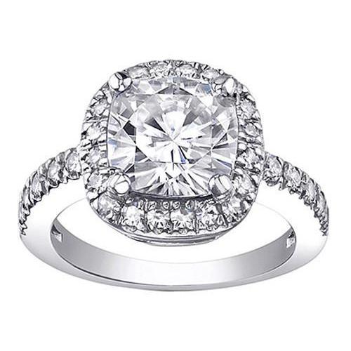 Cushion Cut Halo Diamonds 2 Ct. Engagement Ring Gold Halo Ring