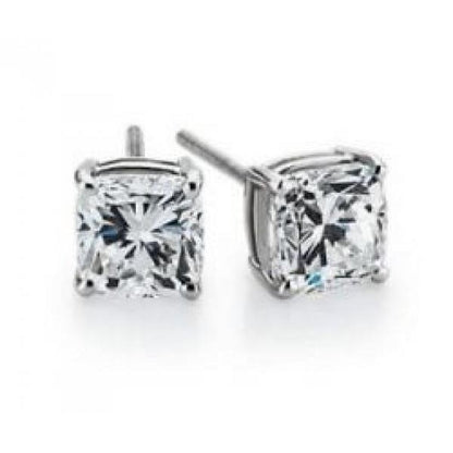 Cushion Cut Stud Diamond Ladies Earrings White Gold Stud Earrings
