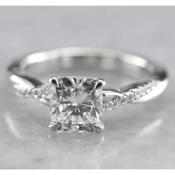 Cushion Diamond Engagement Ring 1.50 Carats White Gold 14K