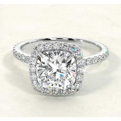 Cushion Diamond Engagement Ring Halo Style F Vs1 Vvs1 White Gold 14K Jewelry Halo Ring