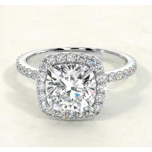 Cushion Diamond Engagement Ring Halo Style F Vs1 Vvs1 White Gold 14K Jewelry Halo Ring