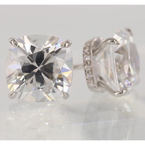 Cushion Diamond    New High Quality Wedding  Stud Earrings White Gold Diamond