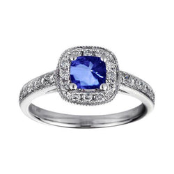 Cushion Sri Lanka Blue Sapphire Diamond 1.25 Ct. Ring White Gold 14K