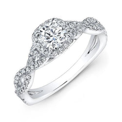 Natural  Cushion & Round Diamond Wedding Ring Halo 1.60 Ct White Gold Jewelry