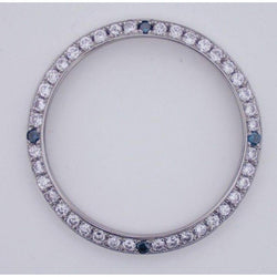 2 Carats 34 Mm Custom Blue & White Diamond Bezel To Fit Rolex Date All Watch Models