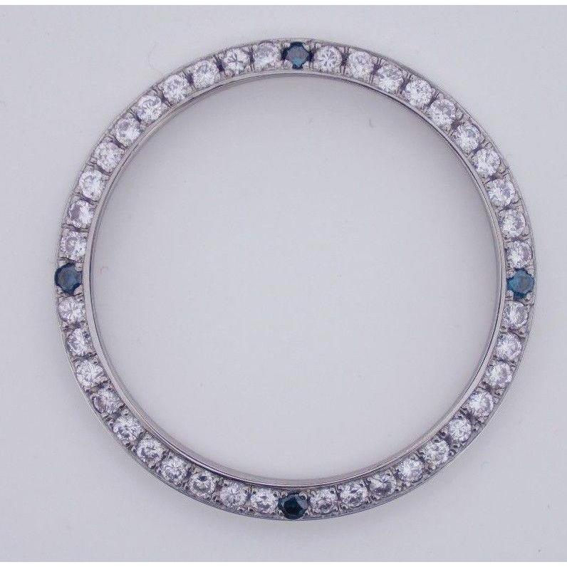 Custom Blue & White Diamond Bezel To Fit Rolex Date All Watch Models Watch Bezel