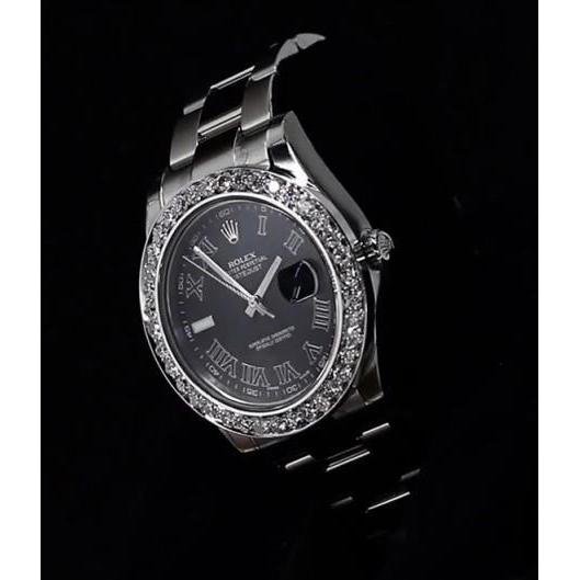 Custom Diamond Bezel Dj Ii Rolex Watch Oyster Bracelet Black Dial Watch Bezel