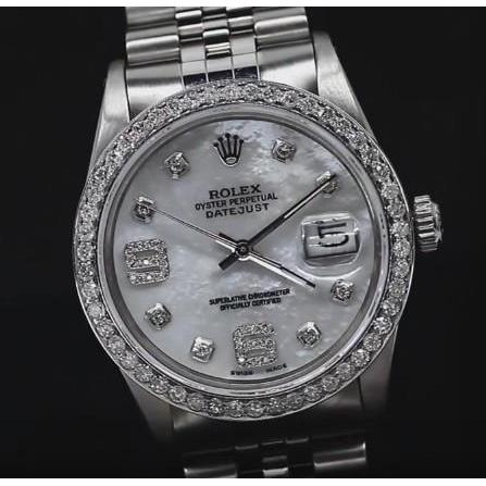 Custom Diamond Bezel Mop Dial Rolexdatejust Gents Watch Ss Bracelet Watch Bezel