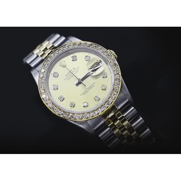 Custom Diamond Dial Bezel 4 Carats Rolex Datejust Watch  Bracelet Watch Bezel