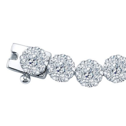 20 Carats White Round Diamond Tennis Bracelet White 