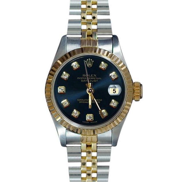 Datejust Rolex Blue Diamond Dial Ladies Watch Ss & Gold Jubilee Rolex