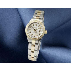 Datejust Rolex Ladies Watch Two Tone Oyster Bracelet Diamond Dial