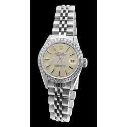 Datejust Rolex Watch White Stick Dial Diamond Bezel Ss Jubilee