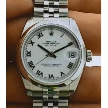 Datejustmid Sizerolex Watch Jubilee Bracelet White Stick Dial Ss Rolex