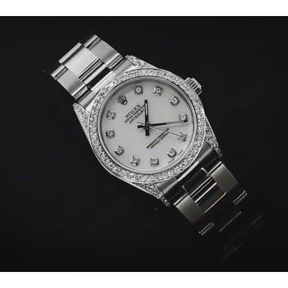 Datejustrolex Midsize Watch Custom Diamond Bezel Oyster Bracelet Ss Watch Bezel