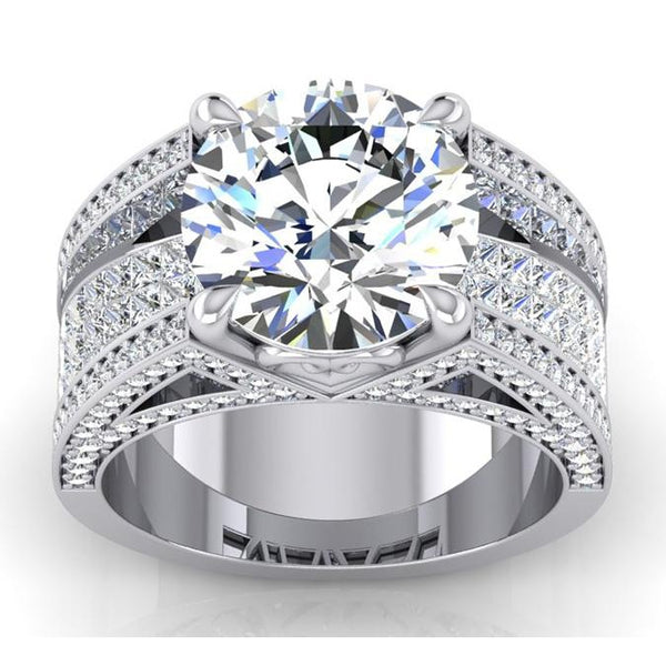 Split Shank Diamond Ring Diamond Engagement Ring Split Shank 9 Carats Women White Gold Jewelry Engagement Ring