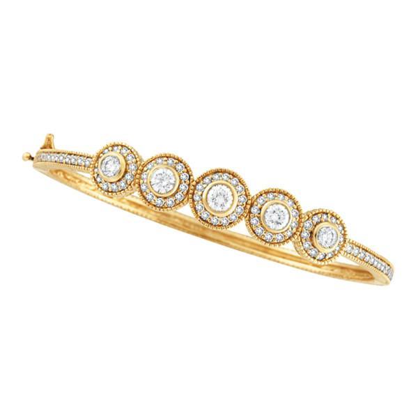Designer Diamond Bangle Yellow Gold 2.57 Carats 14K Yellow Bangle