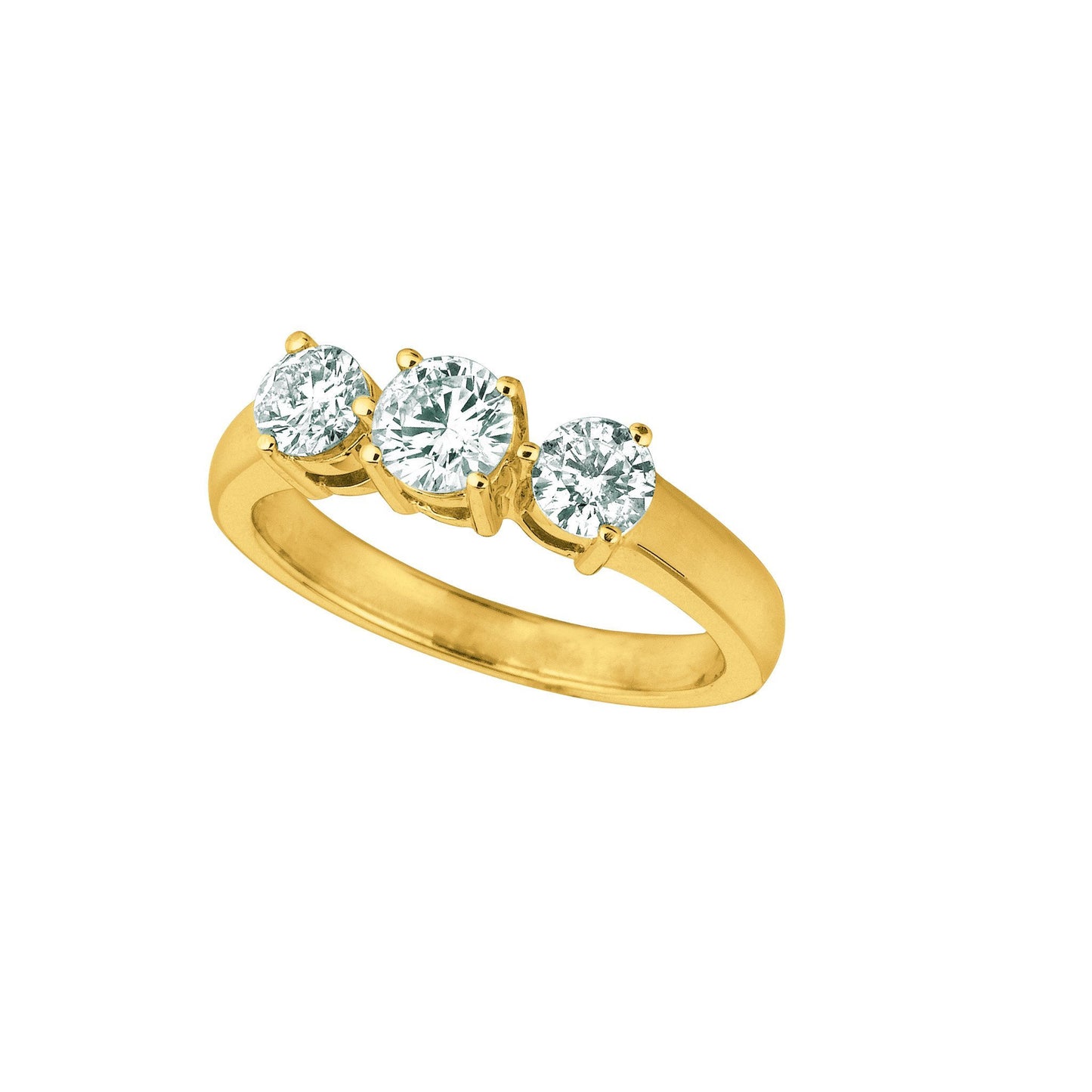 Diamond 3 Stones Ring 1.01 Carats 14K Yellow Three Stone Ring