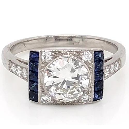 Diamond Accent Ring Ceylon Sapphire Solitaire Ring with Accents Diamond 