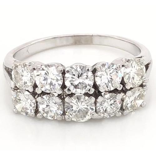 Diamond Anniversary Band 4 Carats F Vs1 Double Row Shank Setting White Gold 14K Band