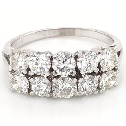 Diamond Anniversary Band 4 Carats F Vs1 Double Row Shank Setting White Gold 14K Band
