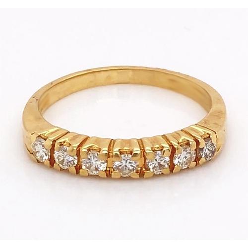 Diamond Anniversary Wedding Band 1.05 Carats Women Fine Jewelry Yellow Gold 14K Half Eternity Band