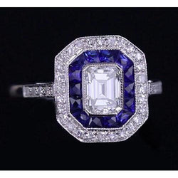 Diamond Antique Style Ring 4.50 Carats Blue Sapphires Ladies Jewelry
