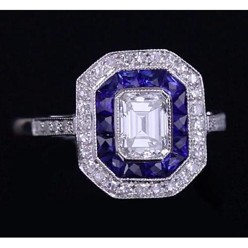 Diamond Antique Style Ring   Gorgeous fancy  Blue Sapphires Ladies Jewelry Gemstone Ring