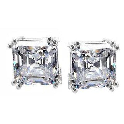 Diamond Asscher Cut Stud Earrings Women Platinum Stud Earrings