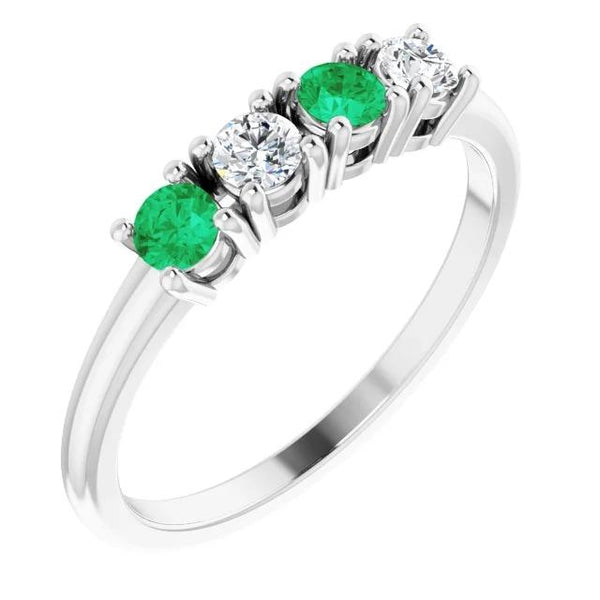 Diamond Band 0.80 Carats Green Emerald Ladies Jewelry New Band