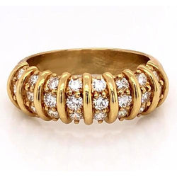 Diamond Band 2 Carats Vintage Style Diamond Yellow Gold Women Jewelry