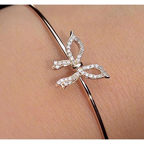 Diamond Bangle 2 Carats Yellow Gold Bow Tie Women Jewelry Bangle
