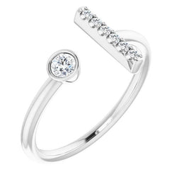 Real  Round Diamond Bar Style Ring 0.48 Carats Women Jewelry