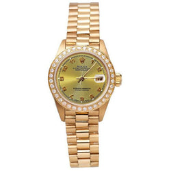 Natural Diamond Bezel Champagne Arabic Gold Presidential Watch Rolex Dj